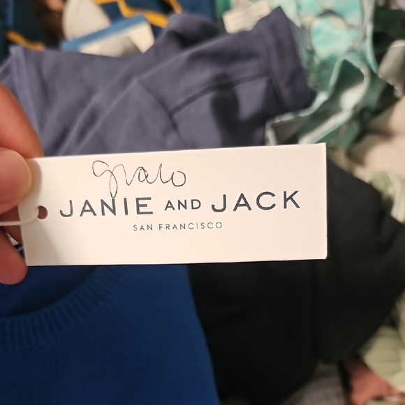 Janie and Jack Blue Sweater with Yellow and White Stripes - Picture 6 of 6